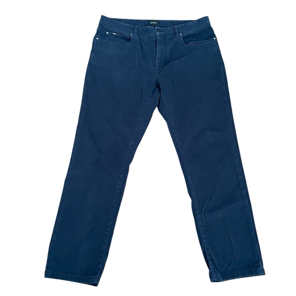 Z Zegna Jeans Mens 36X30 Navy Slim Fit Stretch Cotton Luxe Twill 5 Pocket Denim